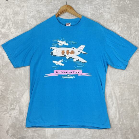 Vintage Rocky Mountain Buffallo Rocky Express Plane Single Stitch Men's L 1991 - Picture 1 of 12